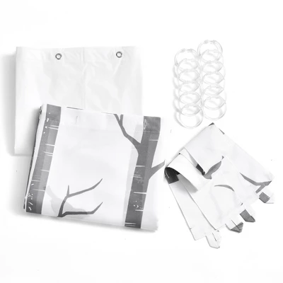 16pc Bird On The Tree Shower Curtain With Peva Lining/Ring Set Gray - Lush Décor - Image 4