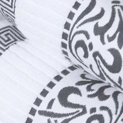 100% Cotton Medium Weight Floral Border Infinity Trim 4 Piece Bath Towel Set By Blue Nile Mills - Image 5