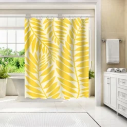Americanflat 71" X 74" Shower Curtain, Golden Yellow Leaves By Modern Tropical