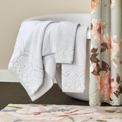 2pc Birdseye Damask Hand Towel Set Seaglass - SKL Home - Image 2