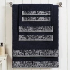 100% Cotton Medium Weight Floral Border 6 Piece Assorted Bathroom Towel Set By Blue Nile Mills