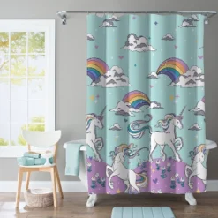 72"x72" Magical Unicorn Shower Curtain Pink - Kidz Mix