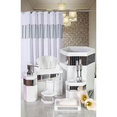 Creative Scents Quilted Mirror White Decorative 6 Piece Bathroom Set - Image 5