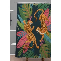Avenie Jungle Cats Shower Curtain Blue - Deny Designs