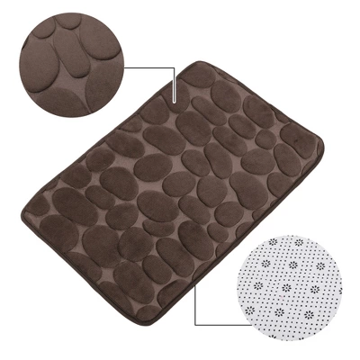 Unique Bargains Cobblestone Pattern Bathroom Rugs Polyester Bath Mat Machine Washable Brown 23.62"x15.75" - Image 2