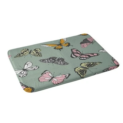 Emanuela Carratoni Wild Butterflies Memory Foam Bath Mat - Deny Designs