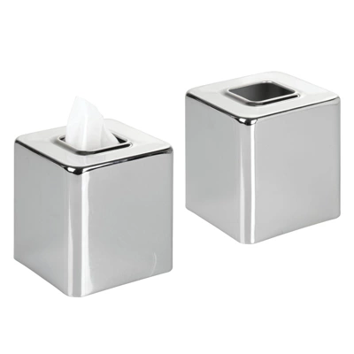 MDesign Metal Square Paper Facial Tissue Box Cover Holder - 2 Pack - Image 15