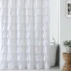 Kate Aurora Shabby Chic Style White Crushed Ruffle Fabric Shower Curtain - Standard Size