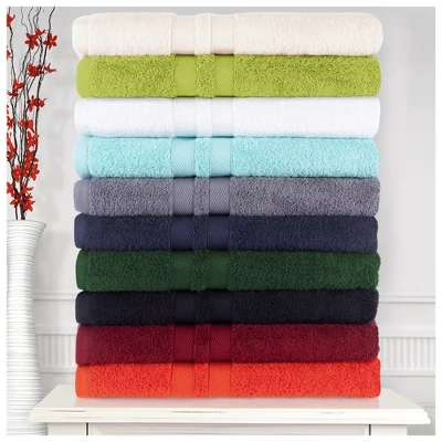 Cotton 6 Piece Bath Towel Set, Plush And Quick Drying, Classic Ionic Jacquard Border And Embroidered Trim By Blue Nile Mills - Image 5