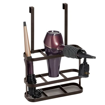 MDesign Steel Bath Over Cabinet Door Hair Tool Storage Organizer Basket - Image 9