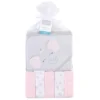 Hudson Baby Infant Girl Hooded Towel And Five Washcloths, Pink Elephant, One Size