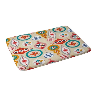 Retro Christmas Ornaments Pattern Memory Foam Bath Mat - Deny Designs