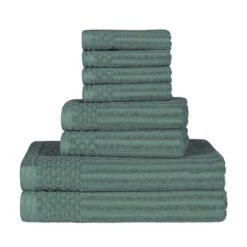 Ribbed Cotton Absorbent Heavyweight Towel Set By Blue Nile Mills