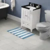 21"x34" Striped Washable Bath Rug Basin Blue/White - Garland Rug