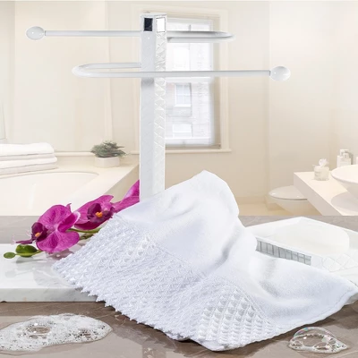 Creative Scents White Embellished Towel Set With Gift Box - Image 3