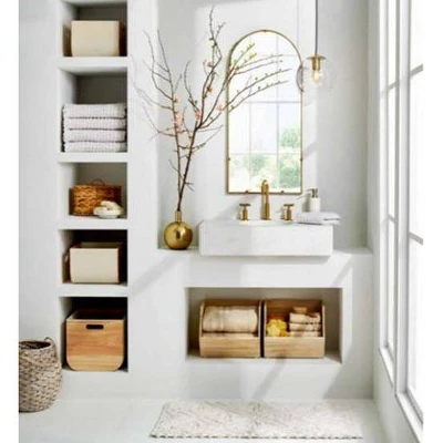 Textured Diamond Shag Bath Rug Cream - Opalhouse™ - Image 3