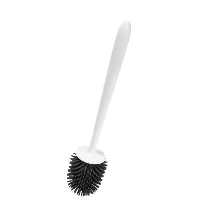Toilet Brush & Holder With Self Closing Lid With Soft Bristles White - Bath Bliss - Image 2