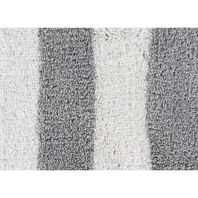 2pc Striped Washable Bathroom Rug Set Platinum Gray/White - Garland Rug - Image 2