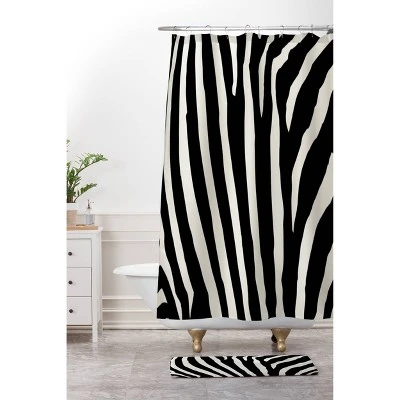 Natalie Baca Zebra Striped Memory Foam Bath Mat Black/White - Deny Designs - Image 2