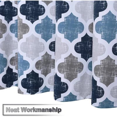 Trinity Geometric Quatrefoil Patterned Poly-Cotton Bathroom Shower Curtain - Image 4