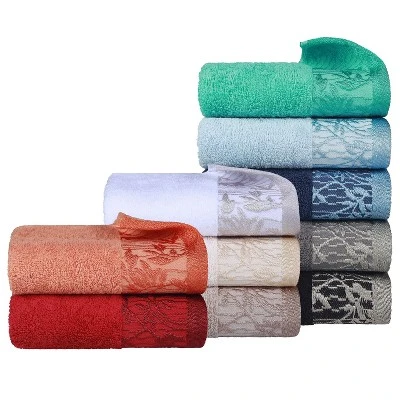 100% Cotton Medium Weight Floral Border Bath Towels (Set Of 2) By Blue Nile Mills - Image 5