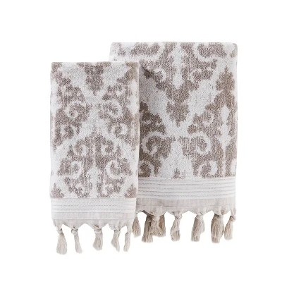 2pc Mirage Fringe Hand Towel Set Taupe - Saturday Knight Ltd. - Image 2