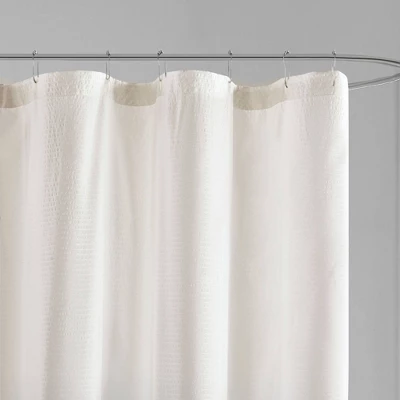 Maris Ombre Printed Seersucker Shower Curtain Taupe