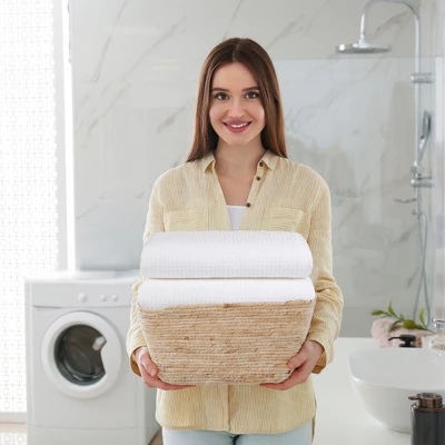 PiccoCasa 100% Cotton Soft And Thick Absorbent Waffle Weave Bath Towels 4 Pcs - Image 4