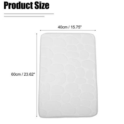 Unique Bargains Cobblestone Pattern Bathroom Rugs Polyester Bath Mat Machine Washable White 60x40cm - Image 3