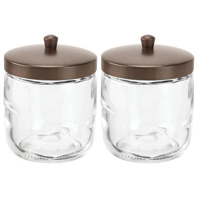 MDesign Glass Vanity Storage Organizer Canister Jar, 2 Pack - Image 9