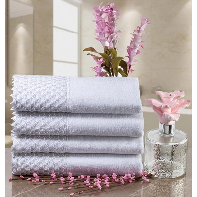 Creative Scents White Embellished Towel Set With Gift Box - Image 2