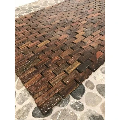27.9"X19.5" Teak Bath Mat Mocha Brown - Hip-o Modern Living - Image 3